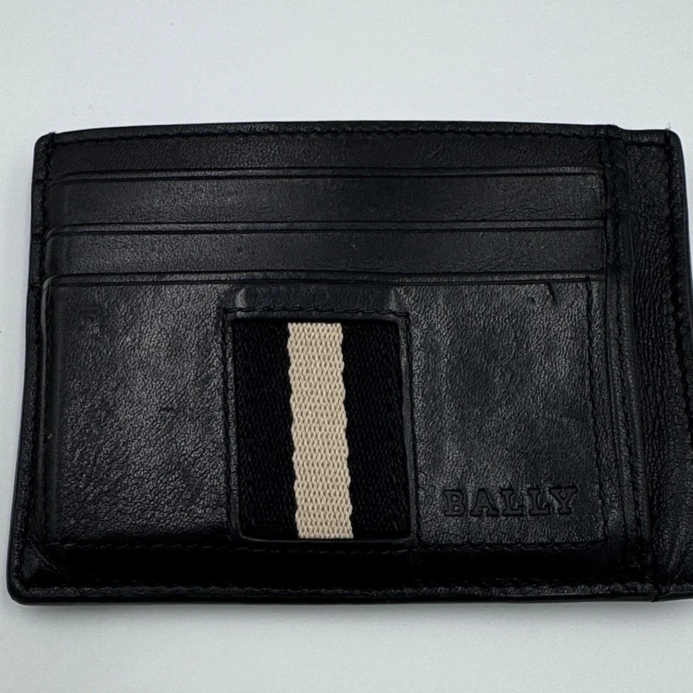 Bally Black Calfskin Leather Card Holder Unisex